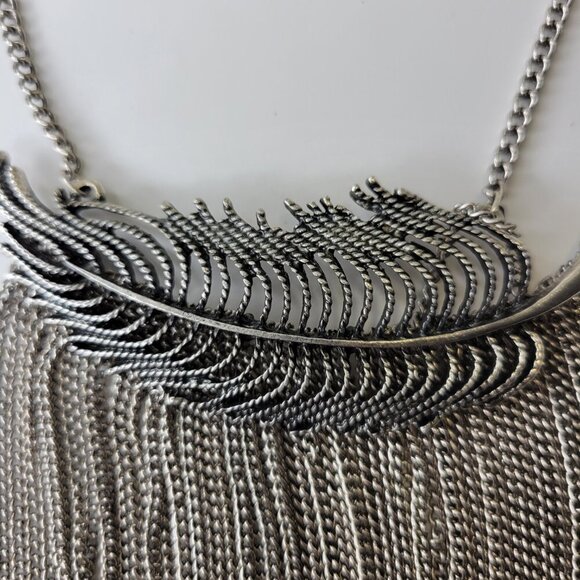 Tribal Motif Feather Pendant Necklace - Picture 4 of 12
